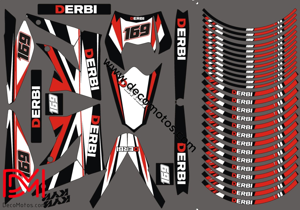 Kit Deco Derbi Xtreme / Racing Apres 2011 Rouge